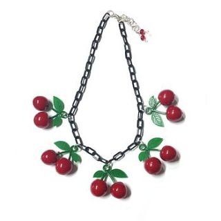 vintage style cherries necklace by hannah makes things