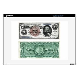 $5 Banknote Silver Certificate Series 1886 15" Laptop Skins