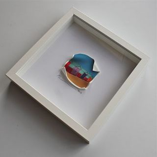 beach huts 3d framed picture by adam regester art and illustration