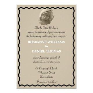 Gold Rings Antique Wedding Invitation Taupe