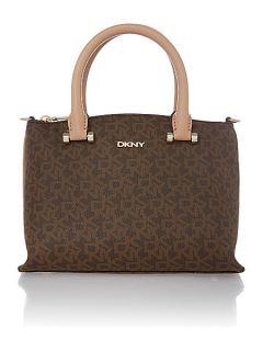 DKNY Coated logo brown mini tote bag