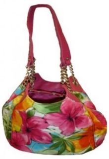 Isle Heritage Nylon Handbag Paradise Hibiscus Pink, Yellow, Blue One Size