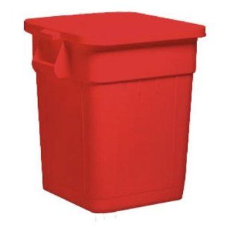 Continental 4000RD 48 Gallon Huskee LLDPE Waste Receptacle, Square, Red