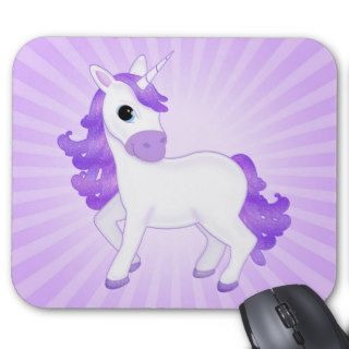 Cute and Pretty Little Purple Cartoon Unicorn Mousepads
