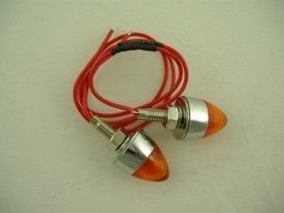 (2) Amber LED Chrome Bullet Style License Accent Lights Automotive