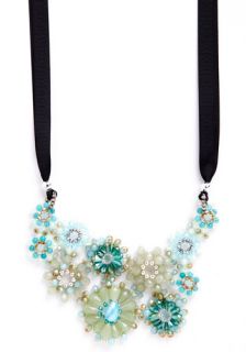 Wine and Fine Dine Crystal Necklace in Mint  Mod Retro Vintage Necklaces