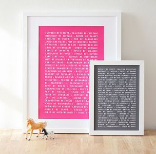 collective animal nouns art print by newton and the apple