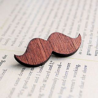 wooden moustache brooch by onetenzeroseven