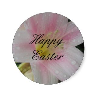 Elegant Pretty Pale Pink Lily Happy Easter Sticker