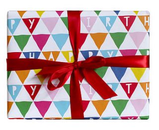 happy birthday triangles wrapping paper by toby tiger