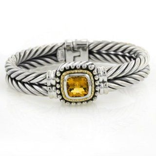 Sterling Silver/18K Gold Bang w/13.5mm Citrine Jewelry