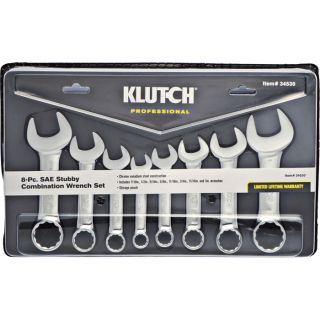 Klutch 8-Pc. SAE Stubby Combination Wrench Set  Combination Wrench Sets