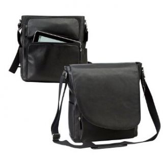 THE MAX IPAD TABLET LEATHER MESSENGER BAG (BLACK) Clothing