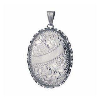 Silver 37x28mm engraved twisted wire edge oval Locket British Jewellery Workshops Jewelry