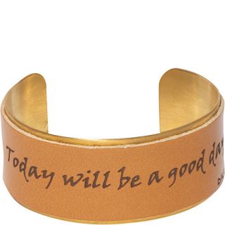 Dillon Rogers Today Will Be a Good Day Brass and Leather Bracelet