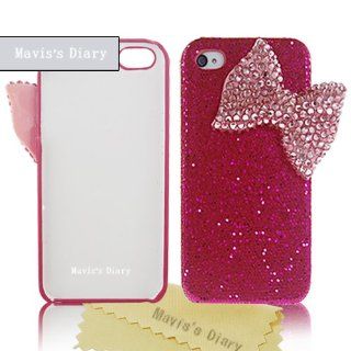 New 3D Handmade Bling Big Pink Bow Back Case Cover Hard Red for Iphone 4 4S Cell Phones & Accessories