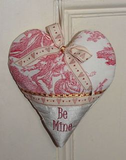 'be mine' embroidered silk lavender heart by tuppenny house designs