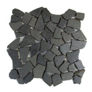 12 x 12 In. Glazed Orca Black Pebble Black Mosaic Tile Kitchen, Bathroom Backsplash Tiling   Stone Tiles  