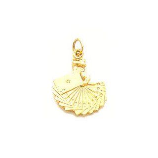 Charm   14kt Gold Hand with Deck of Cards Charm Clasp Style Charms Jewelry