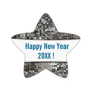 Happy New Year Silver Sequins Star Sticker