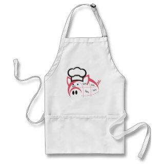 tasty pork pig with chef hat aprons