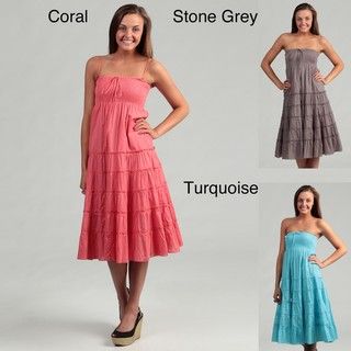 Lapis Women's Turquoise Tiered Skirt/ Dress FINAL SALE Lapis Casual Dresses