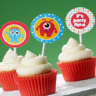 monster cupcake toppers by feather grey parties