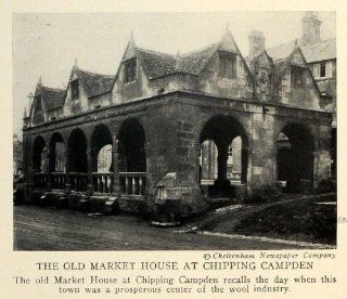 1930 Old Market House Chipping Campden England Wool Industry Cotswold District   Original Halftone Print  