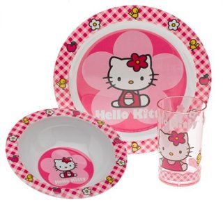 Hello Kitty   3 Piece Plastic Dinnerware Set  (Pink) Toys & Games