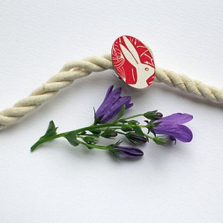 hand painted hare ring by cuckoo tree studio