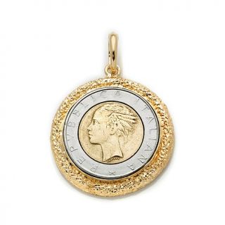 Bellezza Bronze "Lira" Coin Textured Pendant