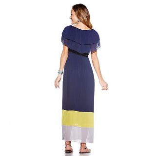 IMAN Global Chic Fabulous & Flowy Pleated Colorblock Dress