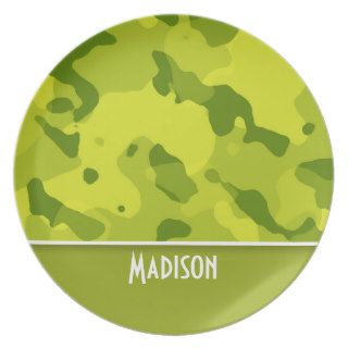 Acid Green Camo; Camouflage; Personalized Dinner Plate