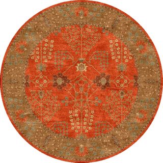 Tufted E20 Transitional Red/ Orange Wool Round Rug (6' x 6') JRCPL Round/Oval/Square