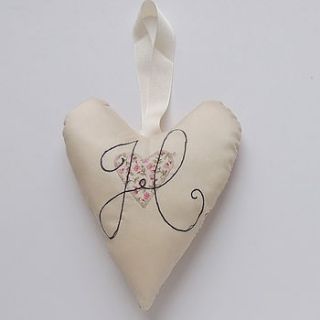 personalised heart door hanging with initials by designer j