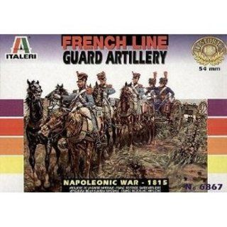 Napoleonic War 1815 French Line Guard Artillery 5 Figures, 6 Horses & Wagon w Cannon 1/32 Italeri Toys & Games