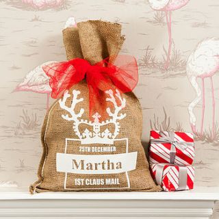 personalised first claus mail christmas sack by percy and nell