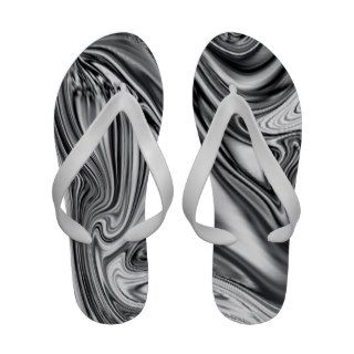 Silver and Black Abstract Art Flip Flops