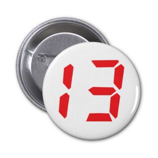 13 thirteen  red alarm clock digital number pin