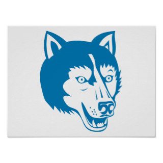 Wolf Wild Dog Head Retro Poster