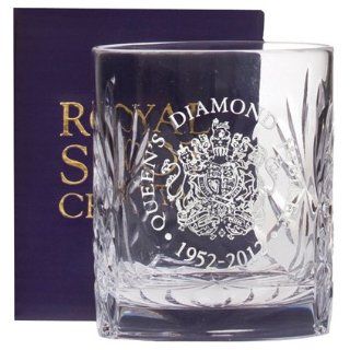 Royal Scot Crystal Diamond Jubilee Engraved Crest Kintyre Double Tot Glass in Presentation Box   Cordial Glasses