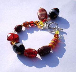 deep red chunky chunky glass bracelet by jre collection