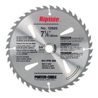 PORTER CABLE 12820 Riptide 7 1/4 Inch 40 Tooth ATB Thin Kerf Crosscutting Saw Blade with 5/8 Inch and Diamond Knockout Arbor for Blade Right Saws   Circular Saw Blades  