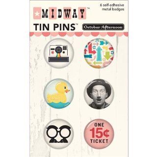 Midway Tin Pins Self Adhesive Metal Badges 6/Pkg 