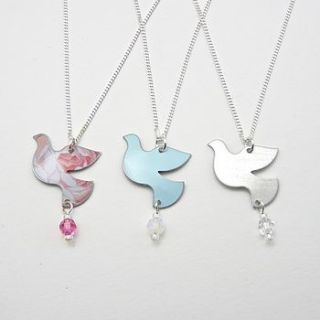 child's dove and crystal necklace by kate hamilton hunter studio