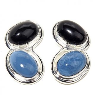 Jay King Blue Opal and Black Tourmaline Sterling Silver Earrings