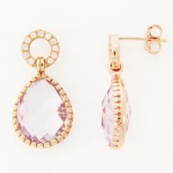 Meredith Leigh Sterling Silver Pink Amethyst and White Topaz Earrings Gemstone Earrings