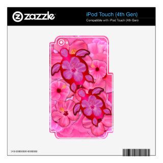 Pink Hibiscus And Honu Turtles iPod Touch 4G Decal