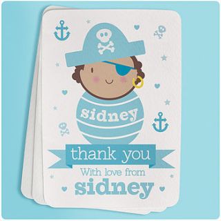 personalised baby pirate thank you note cards by joanne holbrook originals