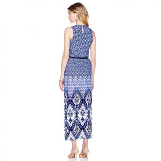 Taylor Ikat Printed Stretch Jersey Knit Maxi Dress